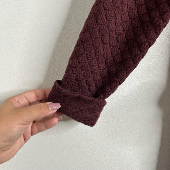 COS Cardigan Sweater Womens Small Burgundy Quilted Knit Quiet Luxury Academia - Picture 3 of 9